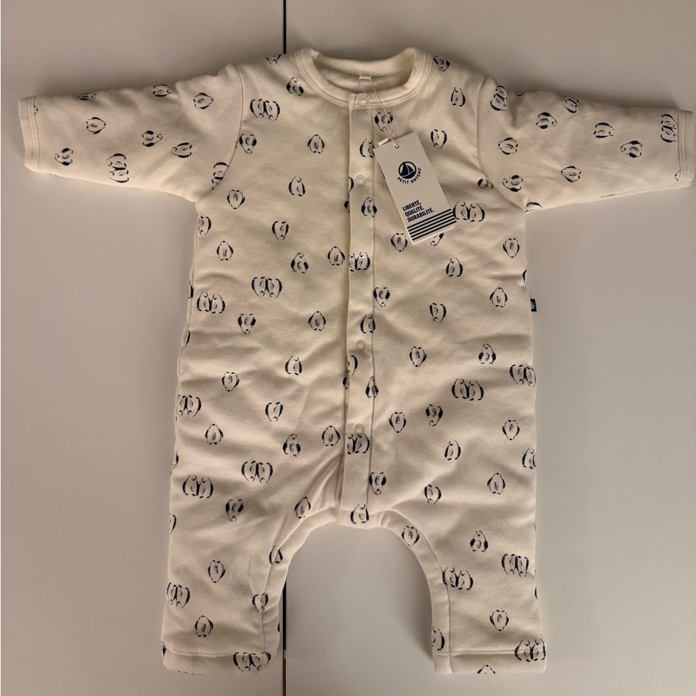 Petit Bateau Cream and Navy Baby Winter Outfit